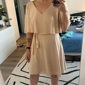 Lulus Beige Cream Dress - V neck short wedding guest going out dress